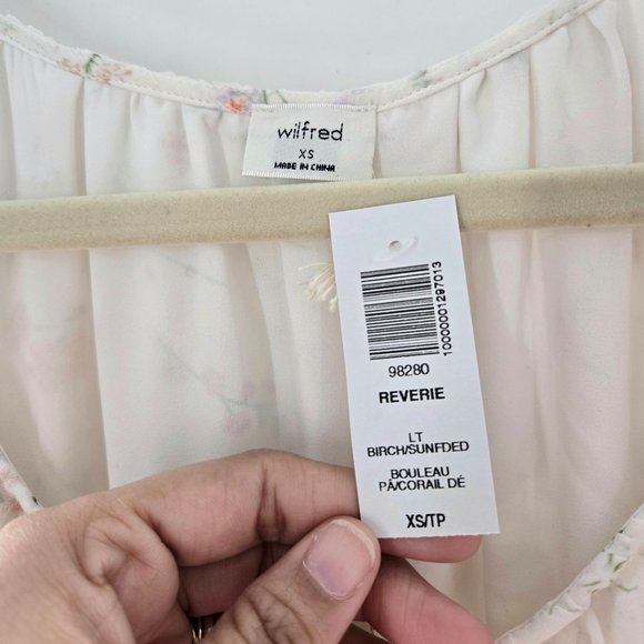 Aritzia Wilfred White Floral Reverie Mini Dress in Birch Women's Size XS NEW - Picture 10 of 11